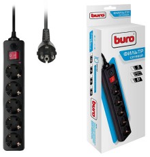 Сетевой фильтр Buro 500SH-10-B, 10м, 5 розеток, черный