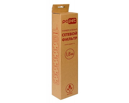 Сетевой фильтр PC PET AP01006-E-BK (UPS), 1.8м, 5 розеток, черный