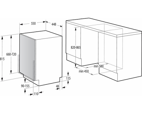 Встраиваемая посудомоечная машина Gorenje GV520E10,  черный