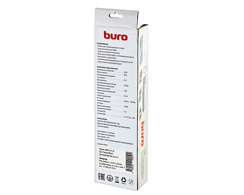 Сетевой фильтр Buro 600SH-16-5-B, 5м, 6 розеток, черный