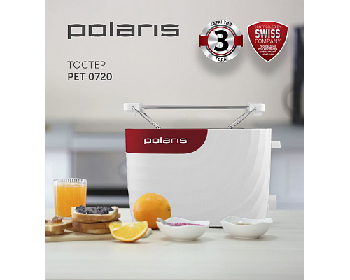 Тостер POLARIS PET 0720 (белый/красный)