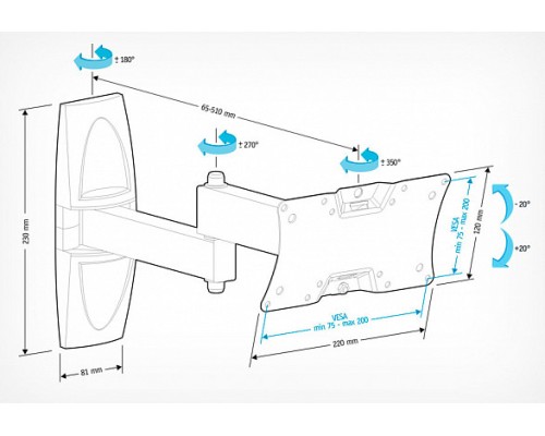 Кронштейн Holder LCDS-5064. черный глянец