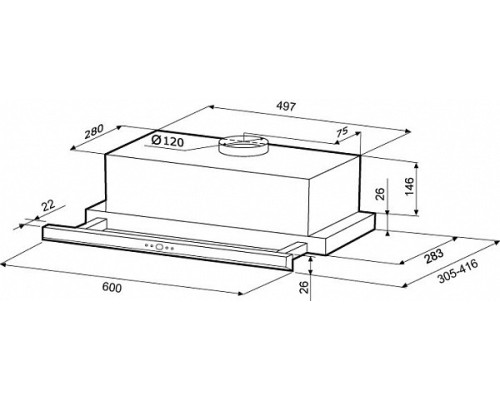 Встраиваемая вытяжка Krona Kamilla slim 600, 2М, IX/IX