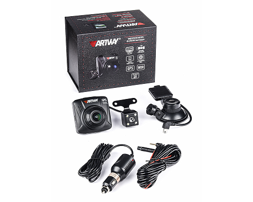 Видеорегистратор Artway AV-398 GPS Dual Compact черный