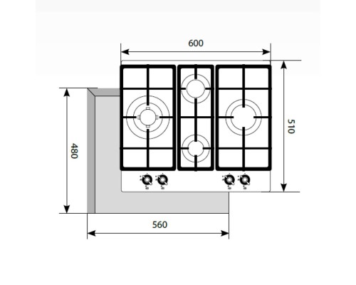 LEX GVE 6043C IV LIGHT газовая варочная поверхность   