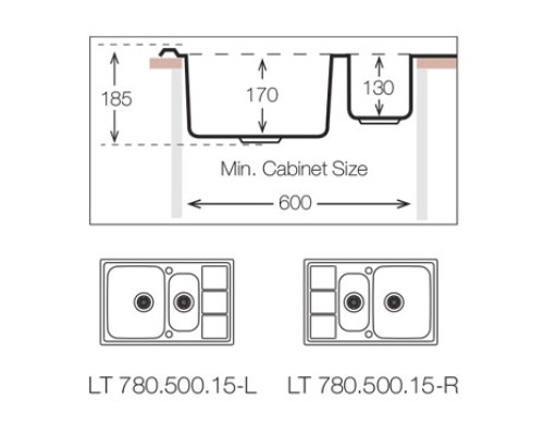 Кухонная мойка TopZero (prime) LTP 780.500.15.GT8K