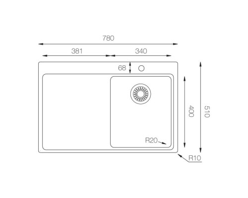 Кухонная мойка TopZero (prime) MM 780.510.GT10K R