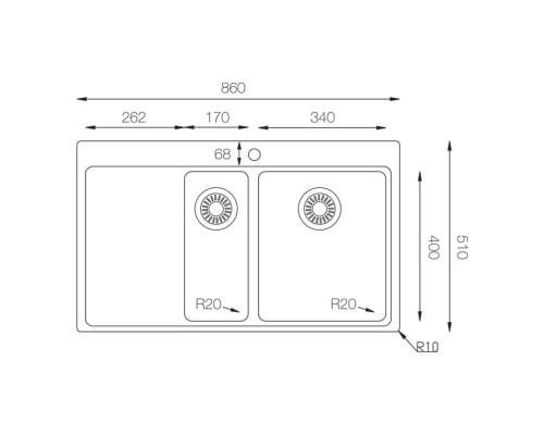 Кухонная мойка TopZero (prime) MM 860.15.510.GT10K R