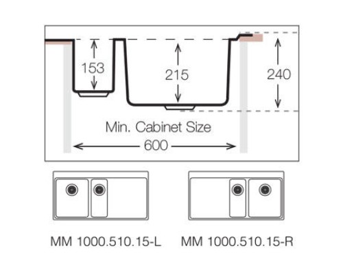 Кухонная мойка TopZero (prime) MM 1000.510.15.GT10K R