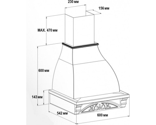 Вытяжка ДОЛЬЧЕ ВИТА 600( ППУ) 900м3 БУК/СЛОНОВАЯ КОСТЬ EMA ITALY