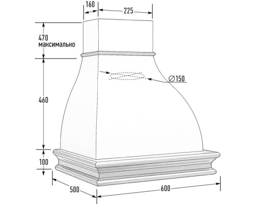 Вытяжка ПЕНТА 600 ППУ мощ.900 ДУБ/БЕЛЫЙ МУАР EMA ITALY