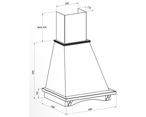 Вытяжка Рондо 600 БУК/БЕЛЫЙ МУАР мощ.900 EMA ITALY