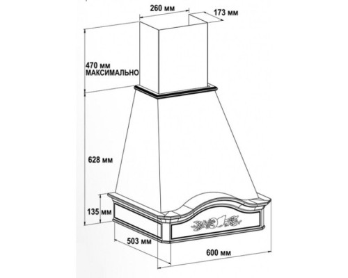 Вытяжка София 600 мощ.900м3 дуб/белый муар EMA ITALY