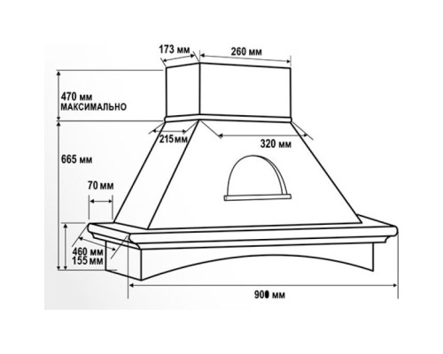 Вытяжка НАРАДА 900 С ОКНОМмощ.900м3 ДУБ/СЛОНОВАЯ КОСТЬ EMA ITALY