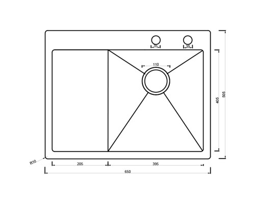 Мойка ARONA ARS 650*505 R SATIN