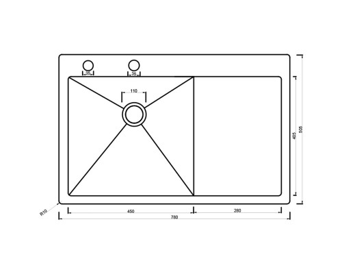 Мойка ARONA ARS 780*505 L SATIN