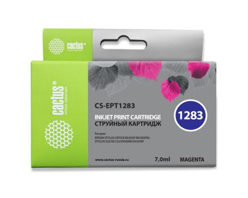 Картридж струйный Cactus CS-EPT1283 пурпурный (7мл) для Epson Stylus S22/S125/SX420/SX425/Office BX305