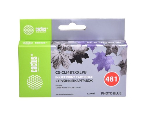 Картридж струйный Cactus CS-CLI481XXLPB голубой (12мл) для Canon Pixma TS8140/TS9140