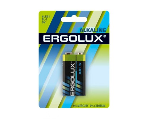 Батарея Ergolux Alkaline 6LR61 BL-1 9V 600mAh (1шт) блистер