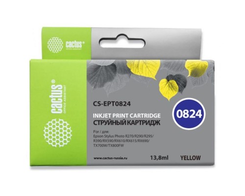 Картридж струйный Cactus CS-EPT0824 желтый (13.8мл) для Epson Stylus Photo R270/290/RX590