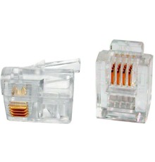 Коннектор Hyperline PLUG-6P4C-P-C2-100 (упак.:100шт) 100м прозрачный