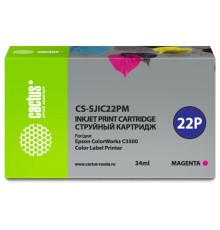 Картридж струйный Cactus CS-SJIC22PM пурпурный (34мл) для Epson ColorWorks C3500