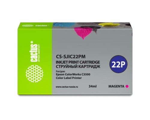 Картридж струйный Cactus CS-SJIC22PM пурпурный (34мл) для Epson ColorWorks C3500