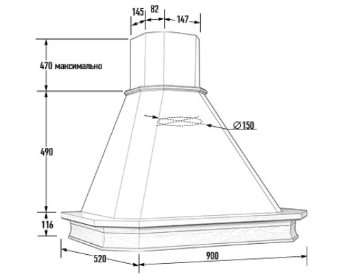 Вытяжка ВАНЕССА 900 мощ.900м3 БУК/СЛОНОВАЯ КОСТЬ