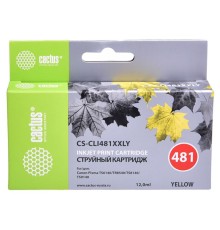 Картридж струйный Cactus CS-CLI481XXLY желтый (12мл) для Canon Pixma TR7540/TR8540/TS6140/TS8140