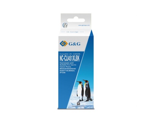 Картридж струйный G&G NC-CLI451XLBK CLI-451XL Bk черный (10.2мл) для Canon MG6340/5440/IP7240