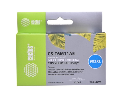 Картридж струйный Cactus №903XL CS-T6M11AE желтый (10мл) для HP OJP 6950/6960/6970