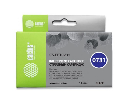 Картридж струйный Cactus CS-EPT0731 черный (11.4мл) для Epson Stylus С79/C110/СХ3900/CX4900/CX5900/CX7300/CX8300/CX9300