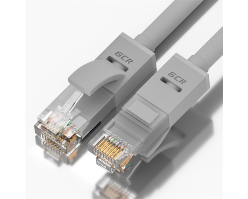 GCR Патч-корд прямой 0.2m UTP кат.5e, серый, 24 AWG, литой, ethernet high speed 1 Гбит/с, RJ45, T568B (GCR-LNC03-0.2m)