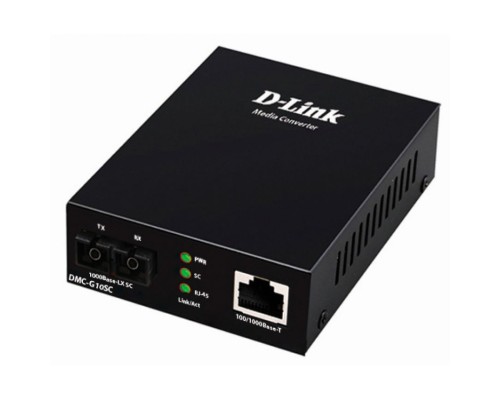 Медиаконвертер D-Link DMC-G10SC/A1A Медиаконвертер с 1 портом 100/1000Base-T и 1 портом 1000Base-LX с разъемом SC для одномодового оптического кабеля (до 10 км)