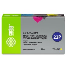 Картридж струйный Cactus CS-SJIC22PY желтый (34мл) для Epson ColorWorks C3500