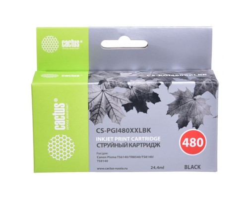 Картридж струйный Cactus CS-PGI480XXLBK черный (24.4мл) для Canon Pixma TR7540/TR8540/TS6140/TS8140