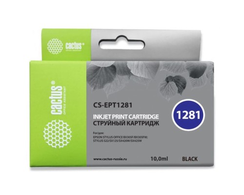 Картридж струйный Cactus CS-EPT1281 черный (10мл) для Epson Stylus S22/S125/SX420/SX425/Office BX305