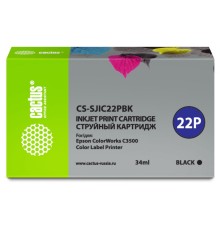 Картридж струйный Cactus CS-SJIC22PBK черный (34мл) для Epson ColorWorks C3500