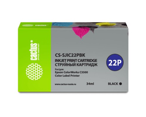 Картридж струйный Cactus CS-SJIC22PBK черный (34мл) для Epson ColorWorks C3500