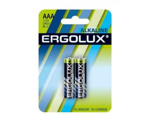 Батарея Ergolux Alkaline LR03 BL-2 AAA 1250mAh (2шт) блистер