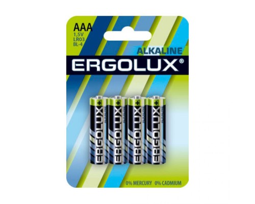 Батарея Ergolux Alkaline LR03-BL4 AAA 1250mAh (4шт) блистер