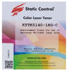 Тонер Static Control KYTK5140-1KG-C голубой флакон 1000гр. для принтера Kyocera EcoSys-M6030/M6530/P6130/M6035/M6535/P6035