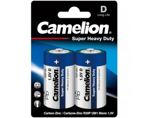 Батарейка CAMELION Super Heavy Duty D 1.5V mAh 2 шт. в блистере R20P-BP2B