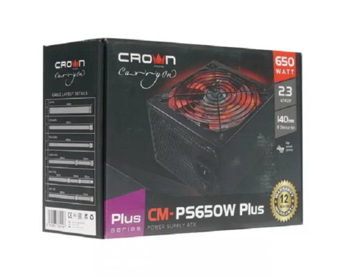 Блок питания Crown 650W (CM-PS650WPLUS RTL)