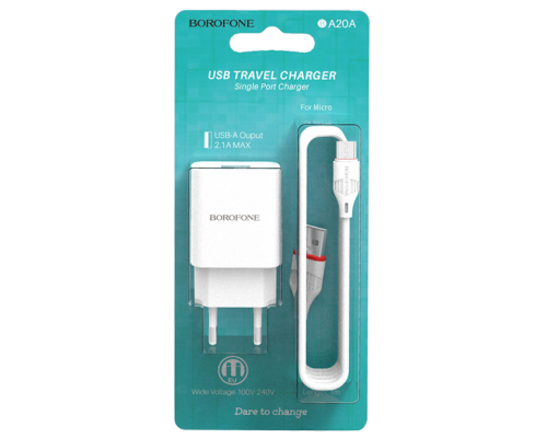 Блок зарядки с Usb портом Borofon Borofon Borofon BA20A White