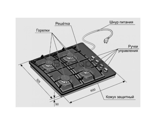 Газовая варочная поверхность Gefest CBH 2230 K 3 черный