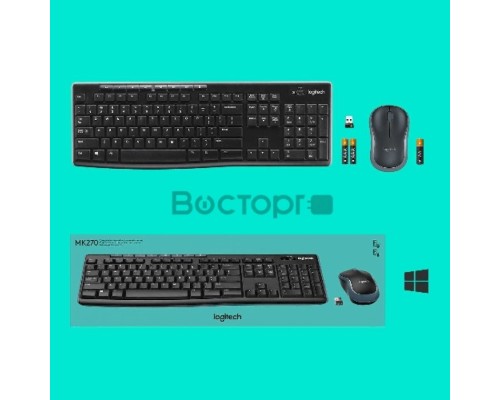 Клавиатура беспроводная Logitech K270 приемник Unifying, 2 батарейки AAA, RTL