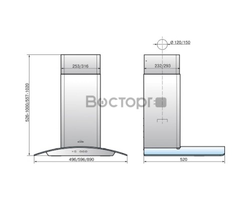 Вытяжка ELIKOR Аметист 60П-430-К3Д черный/тонир