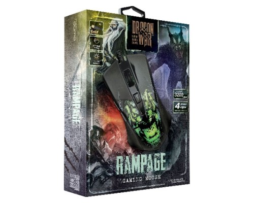 Мышь Qumo Rampage M49, проводная, оптическая, 6 кнопок, подсветка 7 цветов, дыш., 1000/1600/2400/3200 dpi