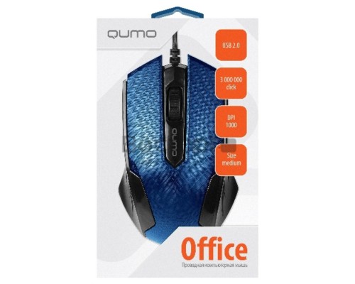 Мышь Qumo Office M14 Blue, проводная, оптическая